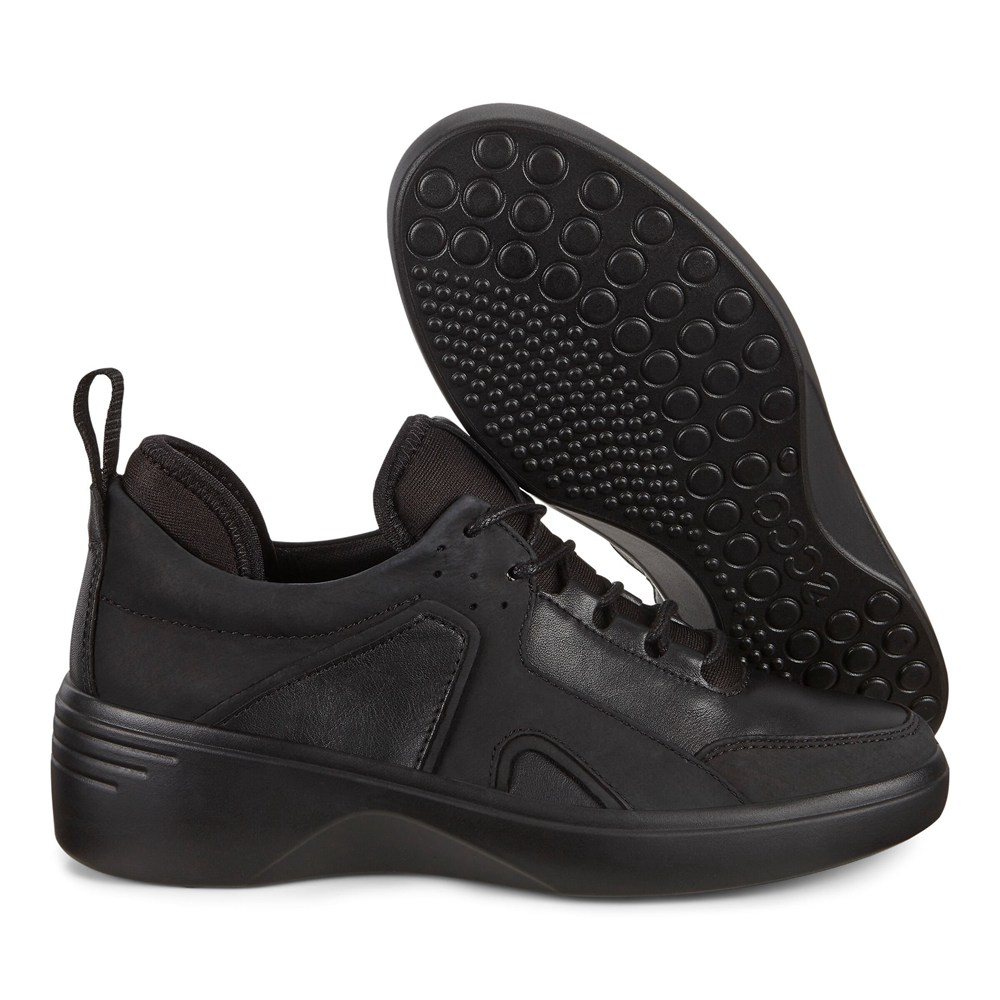 Womens Sneakers - ECCO Soft 7 Wedge Sock - Black - 2638CRJWF